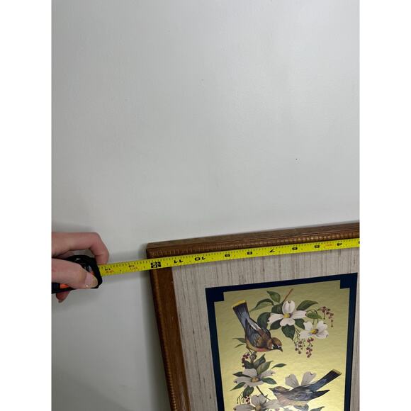Vintage "Birds on Dogwood" Framed & Signed Print William J. Whiteside Gold Foil - Picture 8 of 10